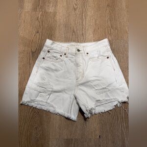 American Eagle Outfitters White Distressed Denim Shorts